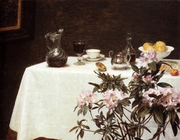 Still Life Corner Of A Table painter Henri Fantin Latour floral Oil Paintings